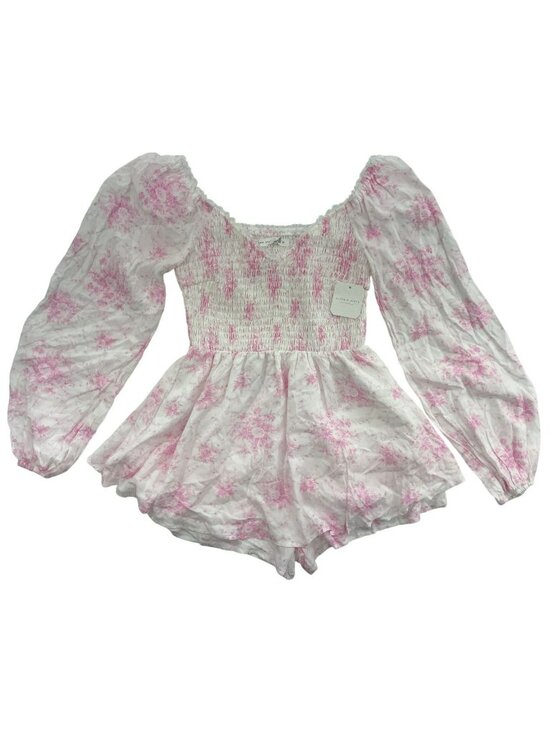 Altar'd State Pants - Altar'd State Skirt/Romper Ivory & Pink Floral Smocked Long Sleeve Sz M $82 NEW